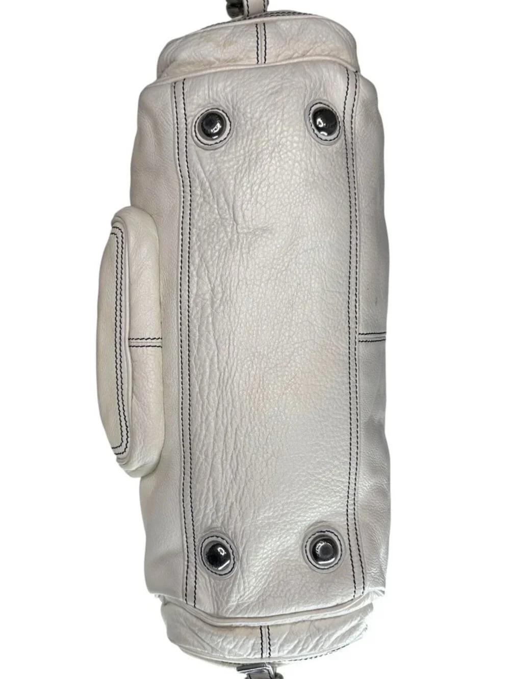 Vintage Marc Jacobs White/Ivory Leather Multi-Pocket Y2K Satchel HandBag Auth